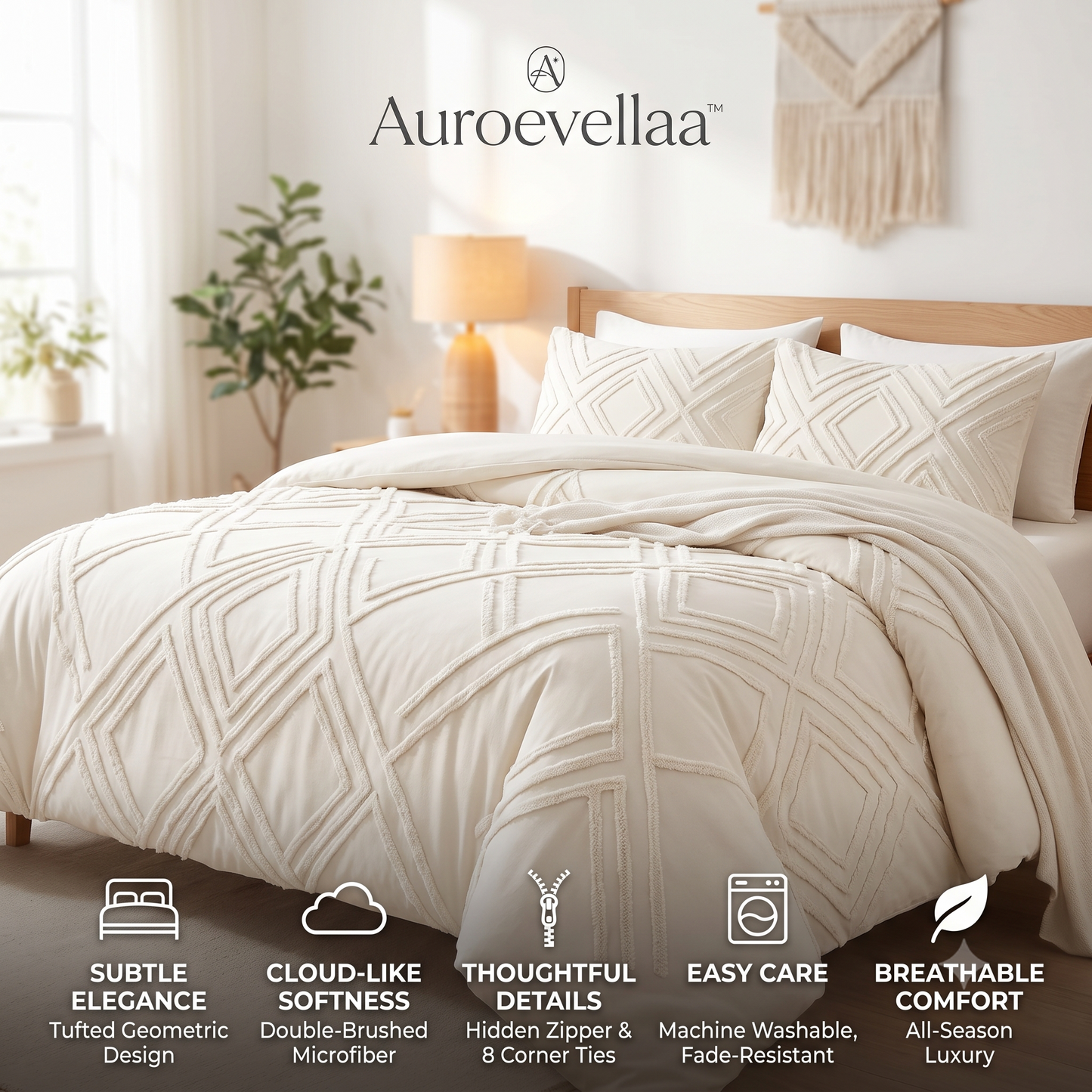 Auroevellaa™ Tufted Microfiber Duvet Cover Set