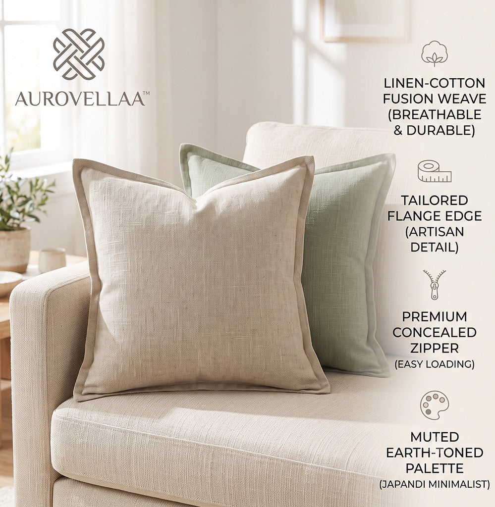 Auroevellaa™ Washed Linen-Blend Throw Pillow Covers (Set of 2)