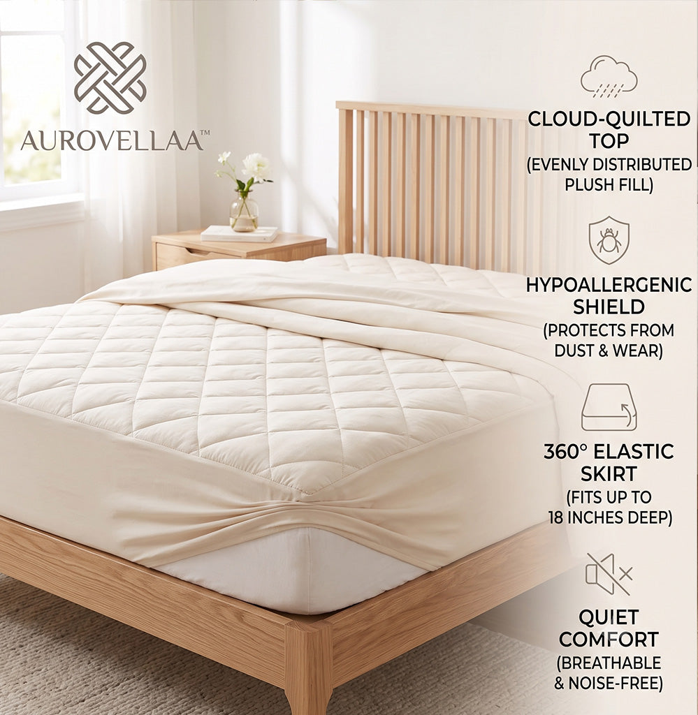 Auroevellaa™ All-Season Quilted Mattress Protector & Topper