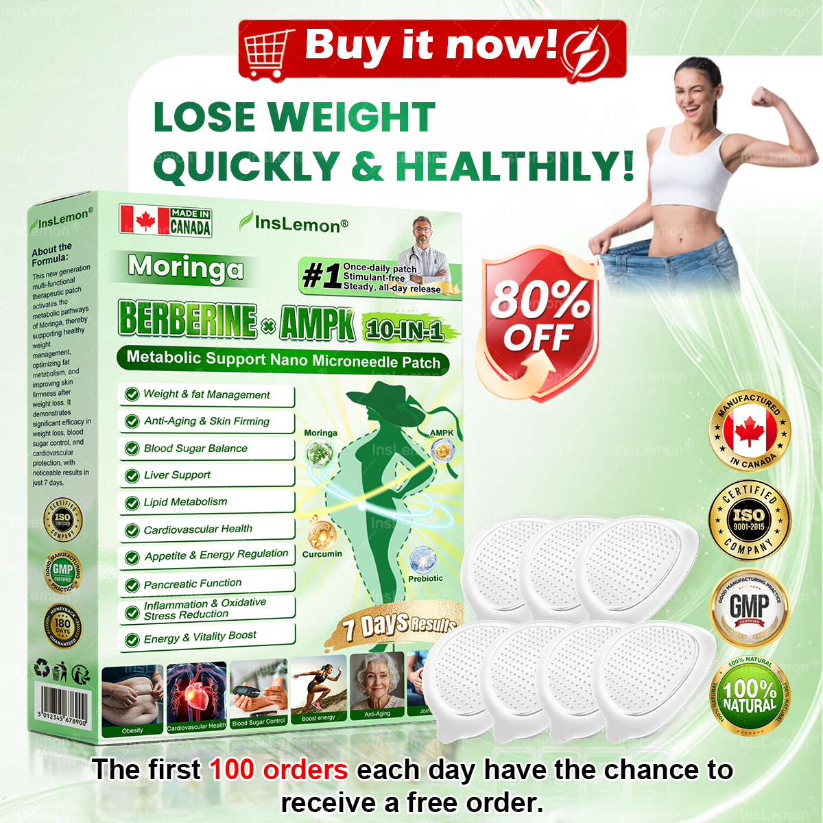 𝐈𝐧𝐬𝐋𝐞𝐦𝐨𝐧® 𝗠𝗼𝗿𝗶𝗻𝗴𝗮 × 𝗕𝗲𝗿𝗯𝗲𝗿𝗶𝗻𝗲 × 𝗔𝗠𝗣𝗞 𝟭𝟬-𝗶𝗻-𝟭 𝗠𝗲𝘁𝗮𝗯𝗼𝗹𝗶𝗰 𝗦𝘂𝗽𝗽𝗼𝗿𝘁 𝗡𝗮𝗻𝗼 𝗠𝗶𝗰𝗿𝗼𝗻𝗲𝗲𝗱𝗹𝗲 𝗣𝗮𝘁𝗰𝗵🇨🇦(𝐉𝐮𝐬𝐭 𝐨𝐧𝐜𝐞 𝐚 𝐝𝐚𝐲, 𝐯𝐢𝐬𝐢𝐛𝐥𝐞 𝐜𝐡𝐚𝐧𝐠𝐞𝐬 𝐢𝐧 𝟕 𝐝𝐚𝐲𝐬） ✅ 𝐅𝐨𝐫 𝐨𝐛𝐞𝐬𝐢𝐭𝐲, 🅛🅞🅞🅢🅔 🅢🅚🅘🅝,𝐝𝐢𝐚𝐛𝐞𝐭𝐞𝐬, 𝐬𝐥𝐞𝐞𝐩 𝐚𝐩𝐧𝐞𝐚, 𝐣𝐨𝐢𝐧𝐭 𝐢𝐬𝐬𝐮𝐞𝐬, 𝐚𝐧𝐝 𝐦𝐨𝐫𝐞💎
