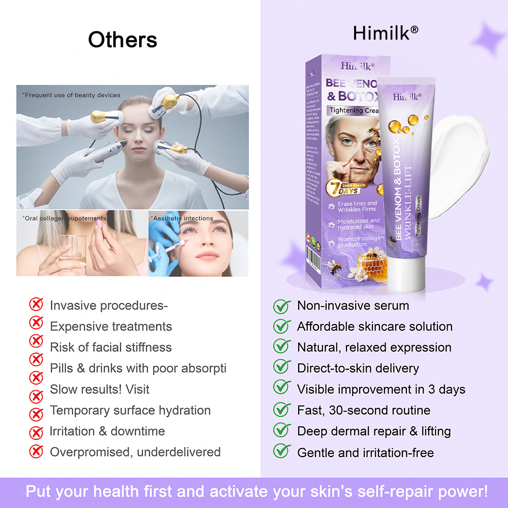Himilk® Bee Venom & Botox Wrinkle-Lift Tightening Cream 🐝 (Anti-Aging,Hydration, Skin Repair, Acne & Dark Spot Treatment, Wart & Mole Removal, Psoriasis Relief) 🌸- Formulated in Canada