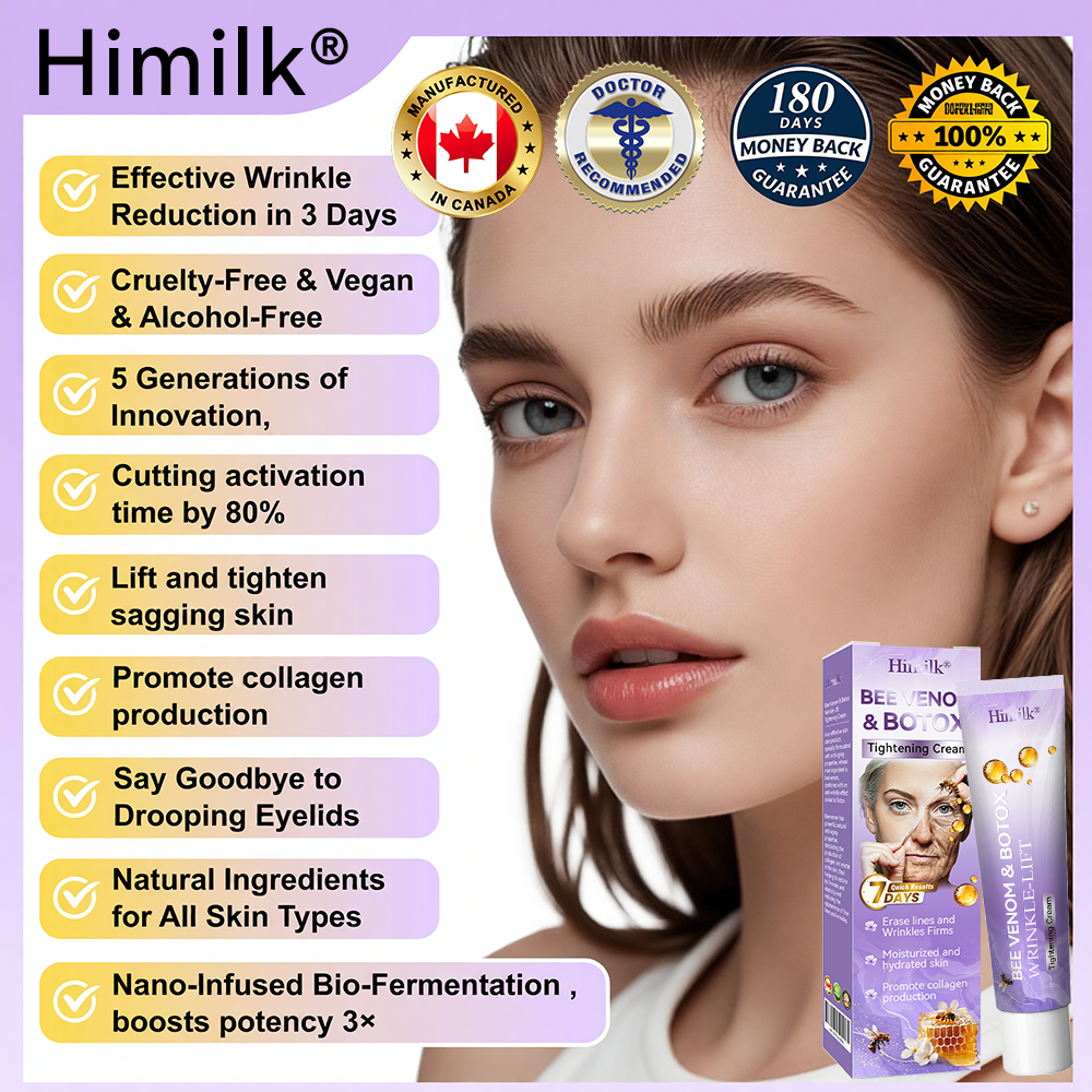 Himilk® Bee Venom & Botox Wrinkle-Lift Tightening Cream 🐝 (Anti-Aging,Hydration, Skin Repair, Acne & Dark Spot Treatment, Wart & Mole Removal, Psoriasis Relief) 🌸- Formulated in Canada