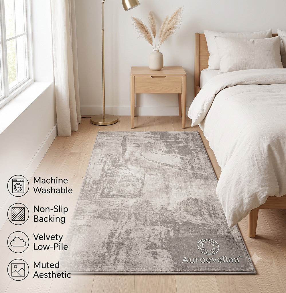 Auroevellaa™ Low-Pile Abstract Washable Bedside Rug